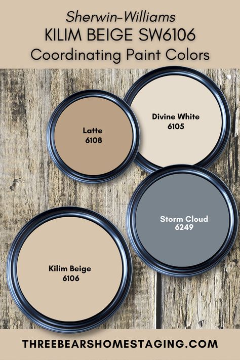 Sage And Brick Color Palette, Coordinating Neutral Paint Colors, Bedroom Wall Colors With White Furniture, Creamy Coffee Paint Colors, Sherwin Williams Kilim Beige Palette, Cream And Gray Color Palette, Accent Colors For Tan Walls, Tan Bathroom Color Schemes, Beige Color Palette Interior Design