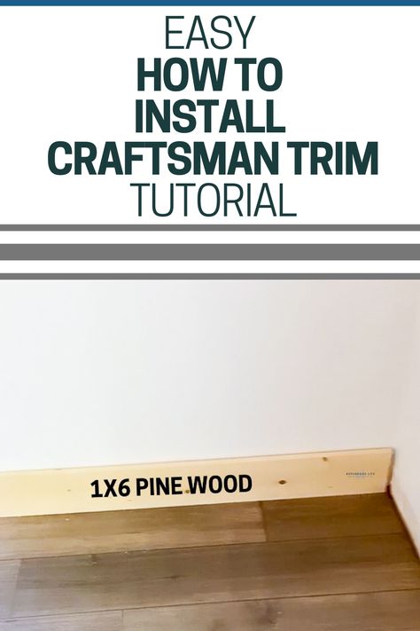 How to upgrade your builder grade trim to craftsman trim. An easy and inexpensive way to update any room. Craftsman Trim Interior Baseboard, Diy House Trim Interior, Redo Baseboards Wood Trim, Change Trim In House, Window Trim Different Than Floor Trim, Easy Cheap Trim Ideas, New House Trim Ideas, Update Trim On A Budget, Trim Floor Baseboards