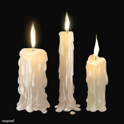 Illustration of candles icon vector for Halloween | premium image by rawpixel.com Melting Candle Drawing, Candle Illustration, Candle Drawing, Candle Fire, Sage Candle, Drip Art, Candle Flame, Dripping Candles, Spooky Candles