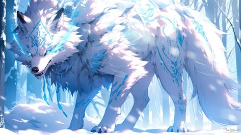 Mythical Wolf, Ice Wolf, Pet Anime, Snow Wolf, Snow Animals, Mythical Dragons, Mythical Animal, Fantasy Props, Wolf Pictures