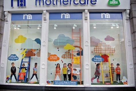 Brief: Design Vinyl & Foamboard props for Mothercare's Autumn Window Display for the Main Window, St. Stephen's Green Shopping Centre, Dublin 2. This window faces St. Stephen's Green Luas Stop in an area with very high footfall. St. Stephen's Green Shoppi&#8230; Dublin Autumn, 40 Anniversary, Autumn Window Display, Autumn Window, Mother Design, Window Illustration, Clothing Store Design, Paper Boy, Shop Front Signage