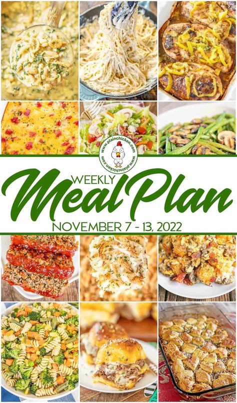 Weekly Meal Plan - what to make for dinner every night this week. A quick, easy, and delicious recipe for every single night of the week. Main dishes, sides, and dessert. Something for everyone! #mealplan #mealprep #dinner Honey Garlic Green Beans, Plain Chicken Recipe, Spinach Pasta Bake, Slow Cooker Bacon, Slow Cooker Breakfast Casserole, What To Make For Dinner, Bacon Cheeseburger Soup, Meal Planning Menus, Easy Main Dishes