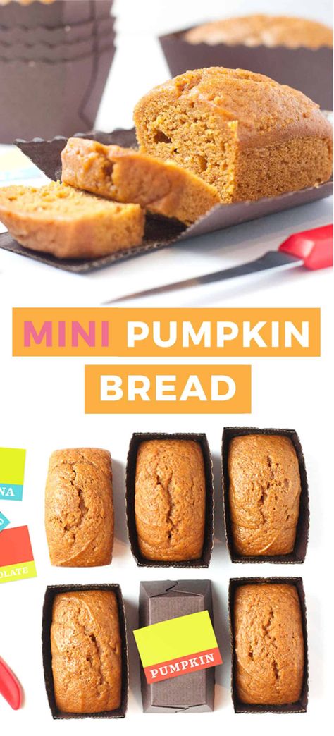 Mini Pumpkin Bread Loaves Mini Pumpkin Bread Loaves, Pumpkin Bread Loaves, Mini Pumpkin Bread, Bread Loafs, Mini Bread Loaves, Loaf Bread Recipe, Mini Loaf Cakes, Healthy Pumpkin Bread, Bread Loaves