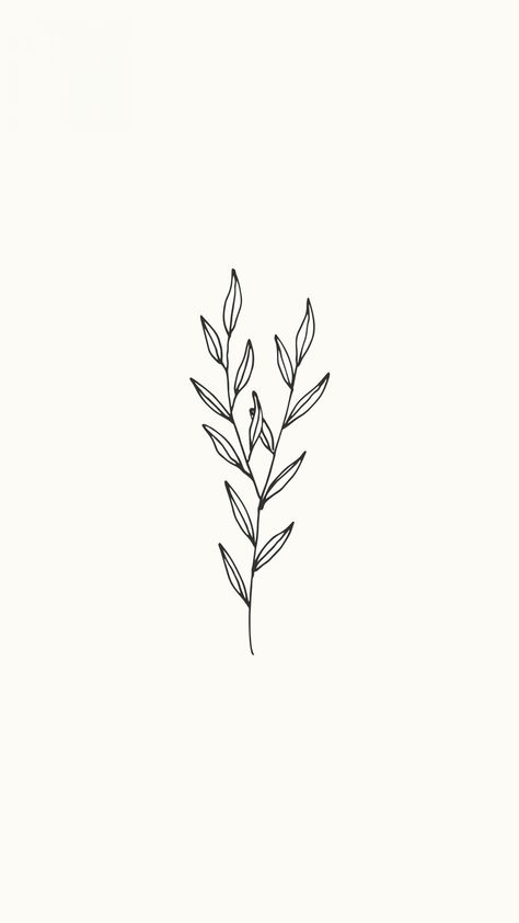 Modern Line Tattoo, Greenery Tattoo Design, Plant Tattoo Side Rib, Minimal Leaf Tattoo, Plant Outline Tattoo, Mini Plant Tattoo, Growing Plant Tattoo, Simple Tattoos Drawings, Simple Botanical Tattoo