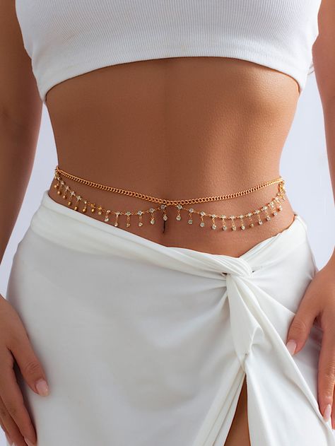 Gold  Collar  Copper  Waist Chain Embellished   Women's Fashion Jewelry Thigh Jewelry, Hip Jewelry, Waist Jewelry, Belly Jewelry, Gold Rings Fashion, Rings Jewelry Fashion, Jewelry Fashion Trends, Belly Chain, Waist Chain