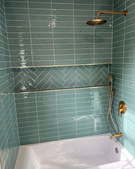 20 Beautiful Bathroom Tile Design Ideas (Walls & Flooring) Bathroom Flooring Ideas Green Walls, All Tile Bathroom Ideas, Cool Bathroom Floor Tile, Master Bath Blue Tile Shower Ideas, Green Blue Tile Bathroom, Teal Bathroom Tile Ideas, Seafoam Bathroom Ideas, Creative Shower Tile Designs, Different Tiles In Bathroom