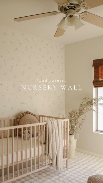 Olive Branch Nursery, Nursery Stencil Wall, Hand Painted Nursery Wall, Hand Painted Nursery, Painted Nursery, Nursery Diy, Nursery Reveal, Nursery Mural, Olive Branches