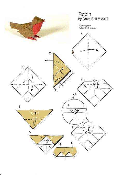 Origami Robin Bird, Bird Paper Art, Mini Origami Tutorials, Paper Crafts Birds, Paper Birds Craft, Origami Intermediate, Oragami Birds, Origami Bird Tutorial, Origami Bird Easy