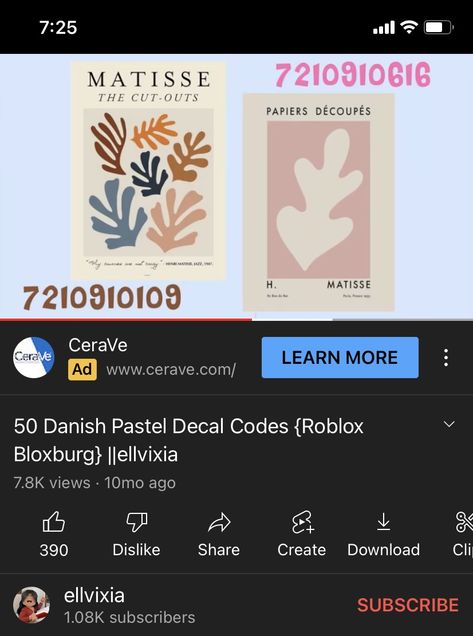 Matisse Bloxburg Decals, Rug Codes, Bloxburg Photos, Beach Decals, Bloxburg Pictures, Picture Codes, Roblox Decals, Decals Codes, Matisse Paintings