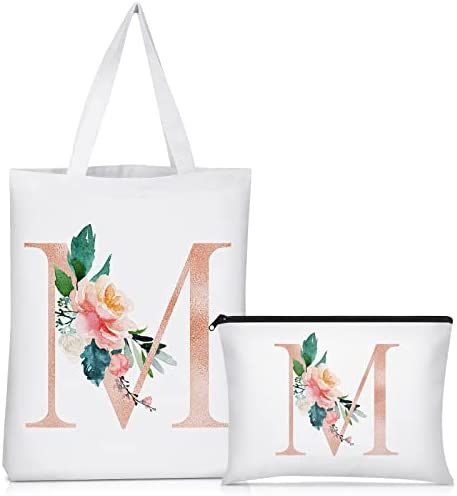 Initial Canvas, Personalized Beach Bags, Monogram Cosmetic Bag, Lip Balm Gift, Personalized Makeup Bags, Wedding Letters, Monogrammed Gifts, Floral Initial, Floral Letters