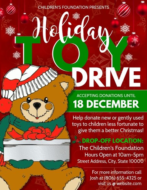 Christmas toy drive event flyer, Christmas templates, Christmas toy fundraiser event, toys 4 tots flyers, holiday toy drive. Christmas Toy Drive Flyer, Toy Drive Flyer, Facebook Ads Inspiration, Christmas Toy Drive, Facebook Ads Design, Fundraiser Event, Toy Drive, Toys For Tots, Image Instagram