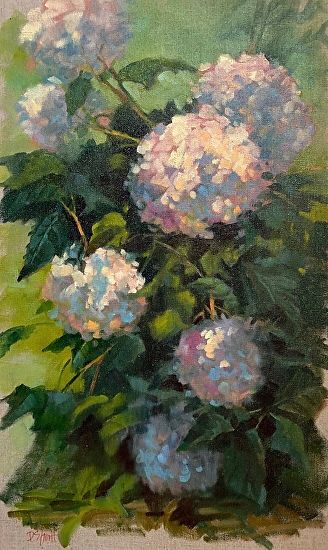 Hydrangea Pastel Art, Flower Painting Impressionist, Flower Drawing Oil Painting, Pastel Painting Flowers, Pastel Still Life Paintings, Flower Painting Oil Paint, Painting Of Hydrangeas, Impressionist Flower Paintings, Oil Pastels Flowers