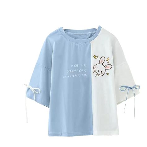 Kawaii Shorts, Harajuku Shirt, Harajuku Hoodie, Kawaii Shirts, Baby Blue Aesthetic, Tea Shirt, Amazon Clothes, Pastel Fashion, Aesthetic T Shirts