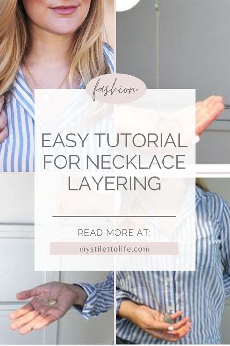 Looking for an easy way to layer your necklaces? My Stiletto Life is sharing her easy tutorial that will help you become a pro at layering your jewelry. Follow for more 2024 beauty tips, outfit ideas, and style guides! Necklace Pairing Guide, Layering Silver And Gold Necklaces, Layering Necklaces Hack, V Neck Necklace Guide, How To Layer Necklaces Ideas, Layered Jewelry Aesthetic, How To Layer Necklaces, Layered Necklaces Outfit, Necklace Layering Ideas