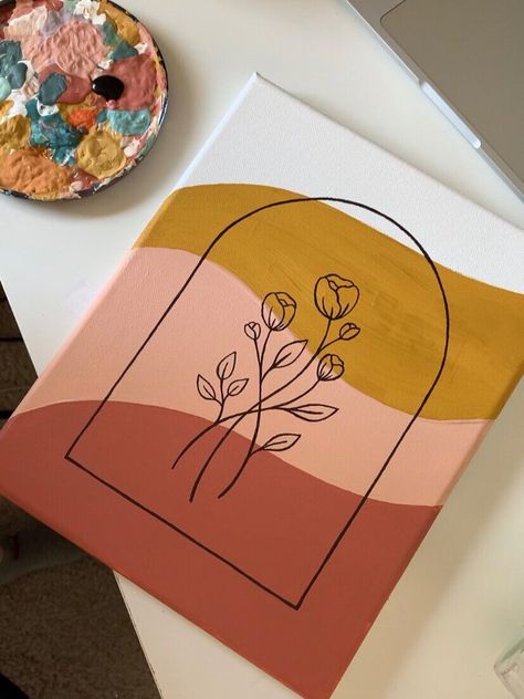 Canvas Paintings Ideas, Diy Wall Artwork, Boho Canvas Art, Boho Art Painting, Diy Canvas Art Easy, Embroidered Canvas Art, Paintings Ideas, Boho Painting, Simple Canvas Paintings