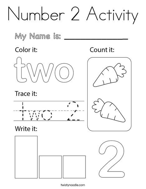 Number 2 Activity Coloring Page - Twisty Noodle Number One Coloring Page, Number Two Activities Preschool, Number 2 Preschool Activities, Number 2 Crafts For Preschoolers, Number 2 Activities, Number 2 Worksheets Preschool, Number 2 Activities For Preschool, Number 2 Craft, Number 2 Activity