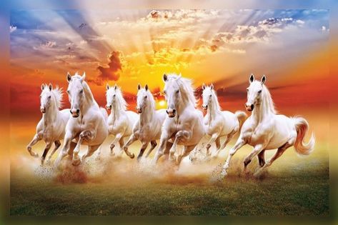 seven running horses, HD Wallpaper & Backgrounds Running Horse Wallpaper For Phone, 7 Horses Running Painting Vastu Wallpaper, Seven Horses Painting, Seven Horses, Horses Sculpture, Wood Art Frames, White Horse Painting, Horse Background, Horse Canvas Painting