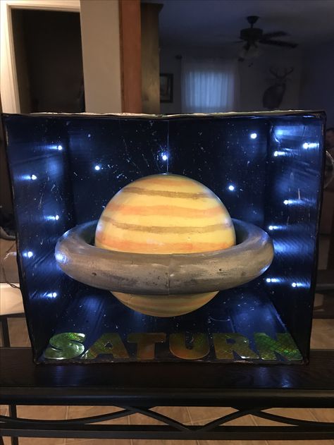 Drew’s Science Project: Saturn Model How To Make Saturn Project, Diy Saturn Planet Project, Uranus Diorama, 3d Saturn Planet Project, Saturn Model Project Kids, Saturn Science Project, Jupiter Project For School, Jupiter Planet Project For Kids, Saturn Project For School