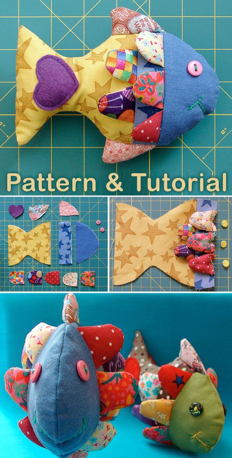 Fabric Toys Diy, Sewing Soft Toys, Toy Fish, Fabric Christmas Ornaments Patterns, Fish Pillow, Christmas Ornaments Patterns, Fabric Fish, Baby Toys Diy, Animal Sewing Patterns