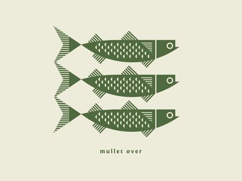 Mullet Over by Jay Fletcher Jay Fletcher, Green Fish, Fish Graphic, Fish Illustration, Fish Design, Fish Art, 로고 디자인, Linocut, Grafik Design