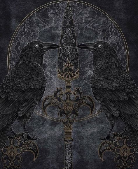 North Mythology, Odin Norse Mythology, Viking Wallpaper, Viking Images, Arte Viking, Huginn And Muninn, Redhead Art, Odin's Ravens, Odin God