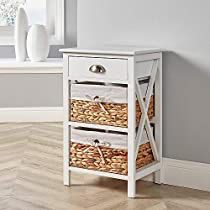 Check this out at Amazon Wicker Basket Drawers, Grey Chest Of Drawers, Basket Drawers, 3 Drawer Bedside Table, White Chest Of Drawers, Room Store, Drawer Bedside Table, Bedside Storage, Wicker Baskets Storage