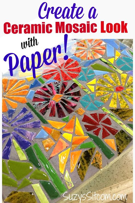 Paper Crafts: How to Create the Look of Ceramic Mosaic! 5 Grade Art Projects, Tissue Paper Wall Art, Paper Mosaic Art Ideas Easy, Mosaic Art Projects For Kids, Kids Mosaic Art Project, Back To School Crafts For Teens, Kindness Decorations, Art Festival Activities, Mosaic Projects For Kids