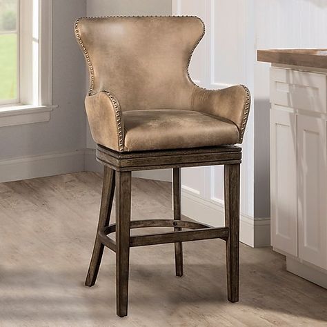 Loon Peak West Hollywood 26'' Swivel Bar Stool Leather Swivel Bar Stools, Lodge Homes, Hillsdale Furniture, Swivel Counter Stools, Swivel Stool, Wood Counter, Counter Height Bar Stools, Counter Height Stools, Counter Bar Stools