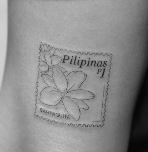 Made In Philippines Tattoo, Filipino Stamp Tattoo, Small Philippines Tattoo, Philippines Star Tattoo, Filipino Fine Line Tattoo, Phillipino Tattoo Design, Dainty Filipino Tattoo, Tattoo Ideas Filipino, Small Filipino Tattoo Ideas