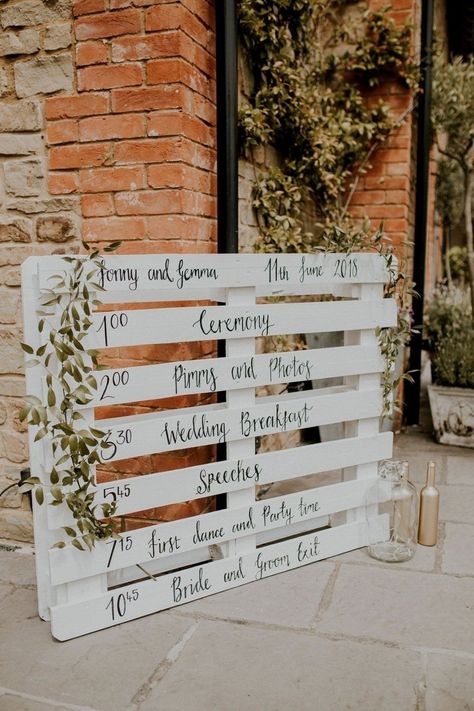 Wedding Day Timeline: 5 Example Schedules to Help Plan the Order of Your Wedding Day - hitched.co.uk Wedding Day Schedule, Pallet Wedding, Rustic Wedding Decorations, Rustic Wedding Diy, Giant Balloons, Order Of The Day, Wedding Day Timeline, Diy Photography, Wedding Garter