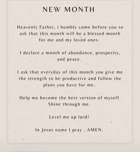 Prayer For Wisdom, First Of The Month, Good Prayers, Prayers For Healing, Prayer Scriptures, Inspirational Prayers, Inspirational Bible Verses, Happy Words, New Month