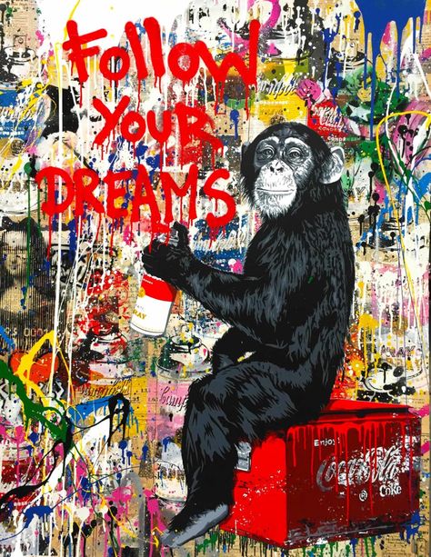 Mr Brainwash, Street Art Artists, Urbane Kunst, Banksy Graffiti, Pop Art Canvas, Graffiti Wall Art, Follow Your Dreams, Graffiti Wall, Art Pop