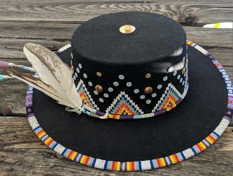 Beaded Caps, Beaded Hats, Beaded Hat Bands, Beaded Items, Native American Regalia, Native Beading Patterns, Hat Bands, Beadwork Designs, Beaded Hat