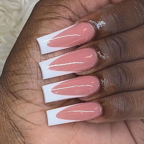 Deep Pink French Tip Nails, Deep French Tip Nails, Deep French Tip, Deep French Nails, Really Long Nails, French Tip Acrylics, Hoco Nails, Feed In Braids Hairstyles, How To Cut Nails