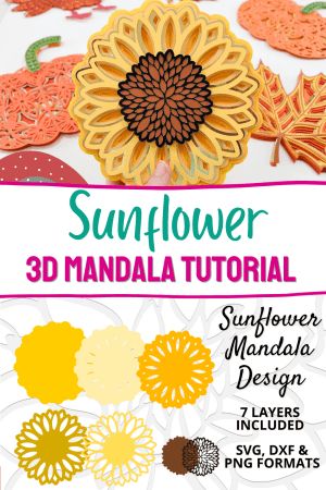 Mandala Cricut Projects, Mandala Svg Free Cricut, Cricut Cardstock Projects, Layered Paper Art Template, Cricut Cardstock, Mandala Sunflower, Paper Mandala, Svg Tutorial, Sunflower Craft