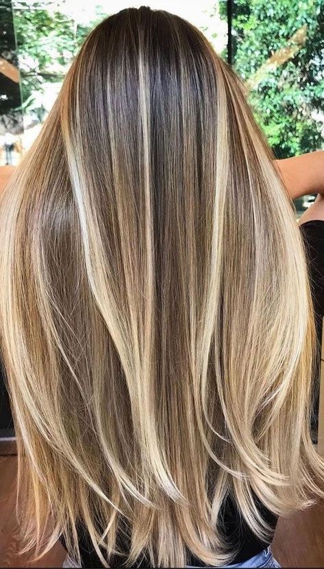 Long Straight Hair With Highlights, Partial Highlights Dark Blonde, Blonde Thick Highlights, Blonde Highlights Inspo Pics, Brown Hair With A Lot Of Blonde Highlights, Lived In Balayage Blonde, Warm Blonde Highlights On Dark Hair, Blond Highlights On Light Brown Hair, Full Head Highlights Brown Hair