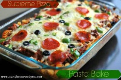 Supreme Pizza Pasta Bake | Aunt Bee's Recipes Supreme Pizza Pasta, Pizza Pasta Bake, Supreme Pizza, Chicken Lasagna, Pizza Casserole, Best Casseroles, Pasta Casserole, Baked Ziti, Easy Pizza