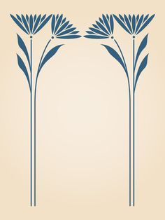 Greek Art Nouveau, Art Deco Elements Design, Art Nouveau Stencils, Art Nuevo Flowers, Art Nouveau Block Print, Art Nouveau Minimalist, Art Deco Flower Pattern, Art Deco Flowers Illustration, Art Deco Floral Pattern