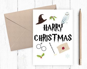 Lovely digital art ready for instant download. by LovelyPrinting Harry Potter Christmas Card, Christmas Harry Potter, Pretty Christmas Cards, Simple Holiday Cards, Cute Christmas Cards, Simple Christmas Cards, Harry Potter Christmas, Christmas Card Art, Christmas Card Crafts