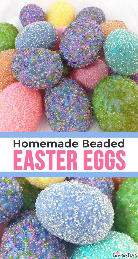 You can do so much more with a plastic egg than fill it with candy! Click here for 20 Crafts with Plastic Easter Eggs each with a tutorial. #thecraftyblogstalker #plasticeastereggcrafts… More Beaded Easter Eggs, Beaded Eggs, Easter Egg Garland, Easter Greetings Messages, Easter Egg Wreath, Happy Easter Wishes, Plastic Easter Eggs, Spring Easter Crafts, Front Porch Christmas Decor Ideas