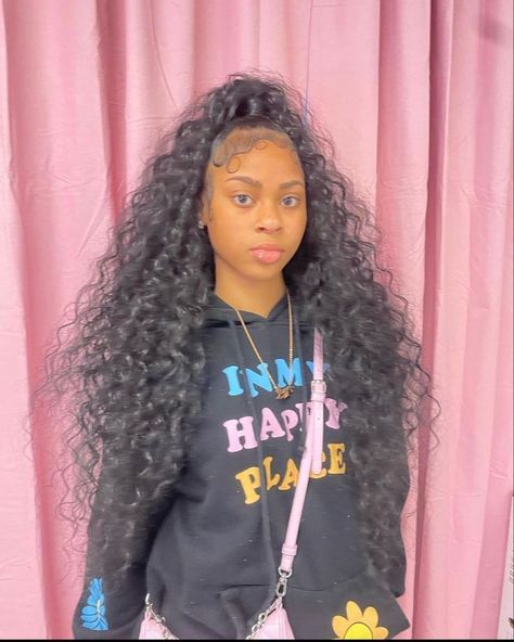 Jayda Half Up Half Down, Half Up Half Down Weave Ponytail, Girly Outfits Teenage, Ponytail With Curly Hair Weave, Loose Deep Wave Weave Half Up Half Down, Cute Half Up Half Down Hairstyles Black Women, Hair Set Up In Room, Half Up Half Down Deep Wave Sew In, Synthetic Half Up Half Down