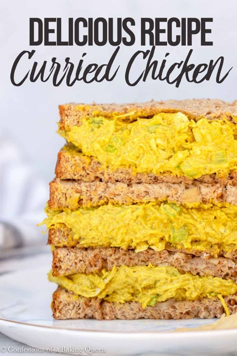 The best sandwich filling, Curried Chicken Salad is delicious. This chicken salad recipe is easy to make. Eight ingredients are all it takes to make this chicken salad. Perfect on top of lettuce or sandwiched between your favorite bread, this is the perfect lunch.  #curriedchickensaladrecipe #curriedchickensaladsandwich #coronationchicken Curried Chicken Salad, Jar Salads, Subway Sandwich, Curried Chicken, Gourmet Sandwiches, Recipe Salad, Chicken Curry Salad, Sandwich Fillings, Cold Pasta