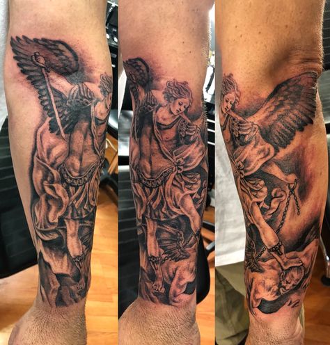 St. Michael Saint Michael Tattoo, Lucifer Tattoo, St Michael Tattoo, Michael Tattoo, St Michael, Tattoos For Guys, Tattoo Ideas, Tattoos, Quick Saves