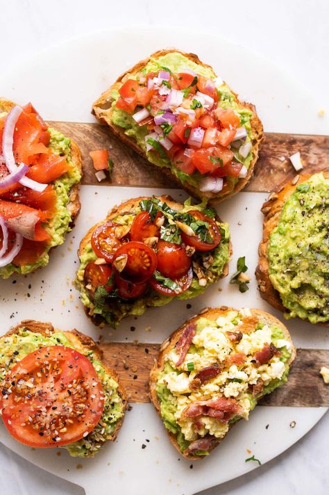 Avocado Toast Recipe - iFoodReal.com Low Cal Avocado Toast, Loaded Avocado Toast, Avodaco Toast, Chicken Avocado Toast, Best Avocado Toast Recipe, The Best Avocado Toast, Avocado Egg Recipes, Best Avocado Toast, Ww Lunch