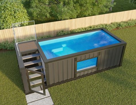 Shipping Container Pools Make Swimming Trendy Piscina Pallet, Piscina Container, Shipping Container Swimming Pool, Container Home Designs, Kleiner Pool Design, Shipping Container Pool, Container Pool, Small Pool Design, Building A Container Home