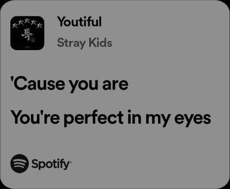 Cute Spotify Lyrics, Kpop Love Lyrics, Youtiful By Skz, Spotify Love Songs, Skz Quotes Lyrics, Stray Kids Song Lyrics, Love Spotify Lyrics, Skz Song Lyrics, Love Lyrics Spotify