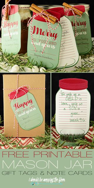 Free Printable Mason Jar Gift tags are perfect for every kind of package under your tree! | Includes two sizes and both "Merry Christmas" and "Happy Holidays", as well as a lined note card. | Instant Downloads Free Printable Tags Templates, Mason Jar Gift Tags, Mason Jar Gift, Idea Room, Free Gift Tags, Mason Jar Gifts, Mantel Decor, Free Christmas Printables, Jar Gifts