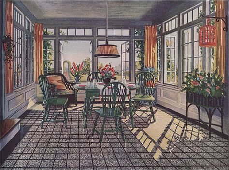 1924 Sun Room 1920s Home Decor, 1920s Interior, 1920s Decor, Sofas Vintage, 1920s Interior Design, Old House Interior, 1920s House, Casa Vintage, Deco Retro