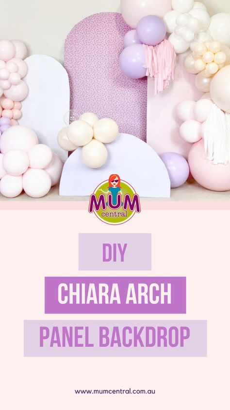 Save HUNDREDS on hiring a Chiara arch panel backdrop and balloon garland for your party by flexing your DIY muscle! One clever Aussie mum shows us exactly how to DIY the on-trend Chiara arch panel backdrop at home with NO fancy tools required. Click the link in our bio to find out more! #diy #ChiaraArch #Chiara #Arch #PanelBackdrop #DIY backdrop #diyparty Balloon Arch Board, Diy Foam Chiara Backdrop, Balloon Cluster Backdrop, How To Make Arch Backdrop Panels Diy, Arch Panel Backdrop, Foam Board Backdrop Diy, Diy Chiara Arch, Backdrop At Home, Balloon Ceiling Decorations