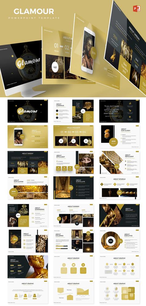 Glamour Powerpoint Presentation Template - 150+ Total Slides, on 5 Premade colors - 30 Slides for each Template Mẫu Power Point, Luxury Slides, Presentation Deck, Powerpoint Presentation Design, Presentation Design Template, Presentation Slides Templates, Power Point Template, Good Presentation, Indesign Templates